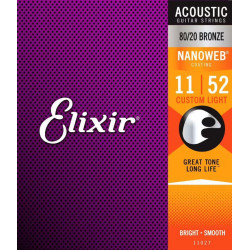 JUEGO CUERDAS ELIXIR ACUSTICA NANOWEB CUSTOM LIGHT
